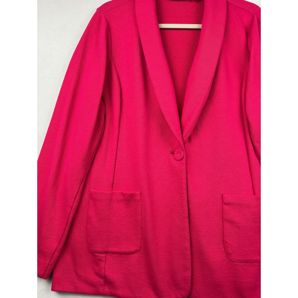 Susan Graver Weekend Blazer Womens L Pink Knit Shawl Collar